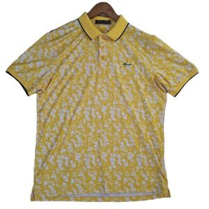 G/Fore Floral Polo Golf Shirt Men's M Yellow Performance Mountain Ridge Golf